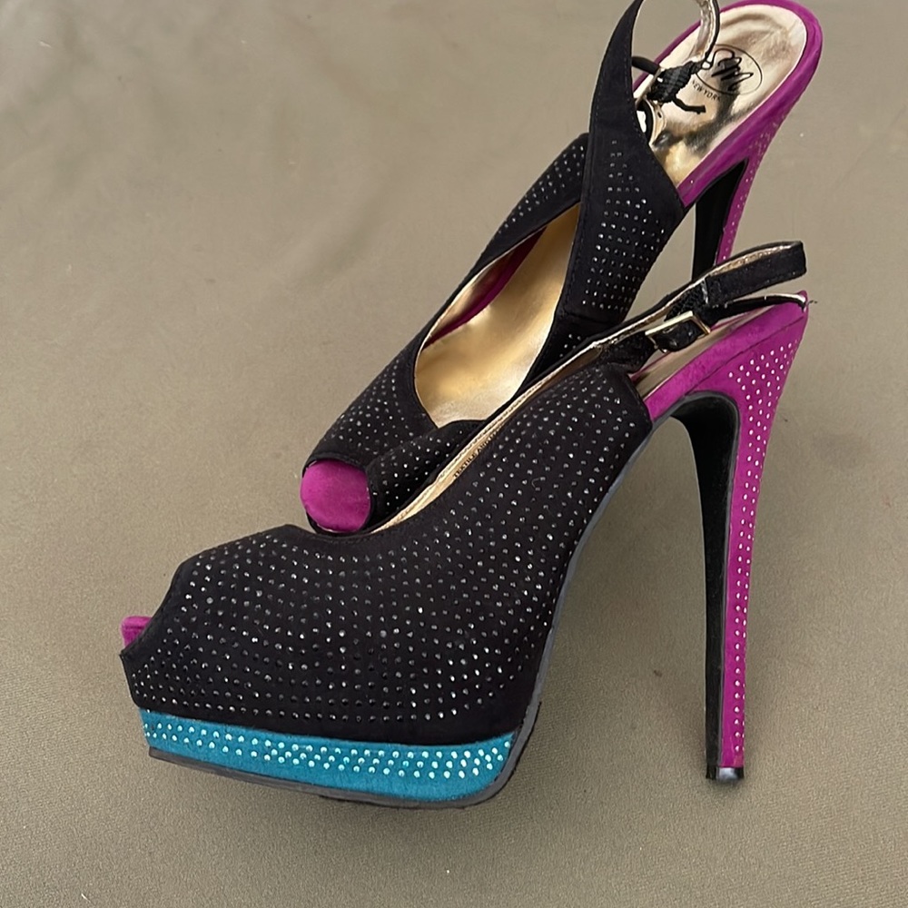 SM New York sparkly 3 color high heels womens shoes size 9.5 M